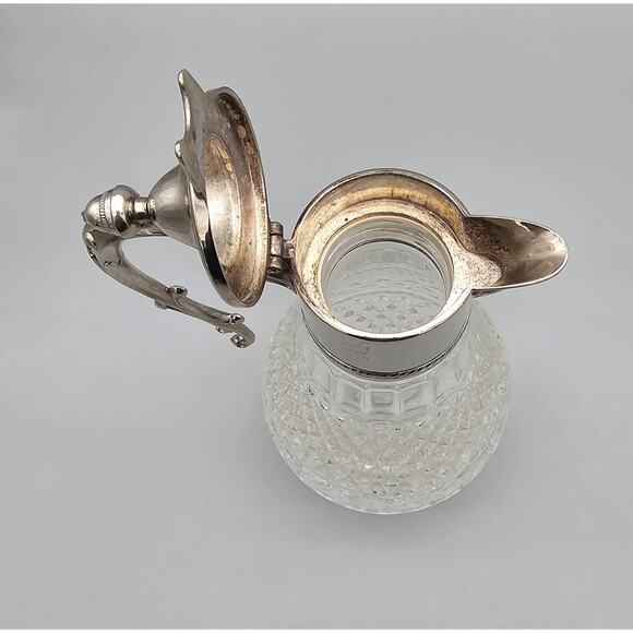 Vintage Sheraton-like Cut Crystal Water Pitcher Claret Jug Decanter - Picture 3 of 10